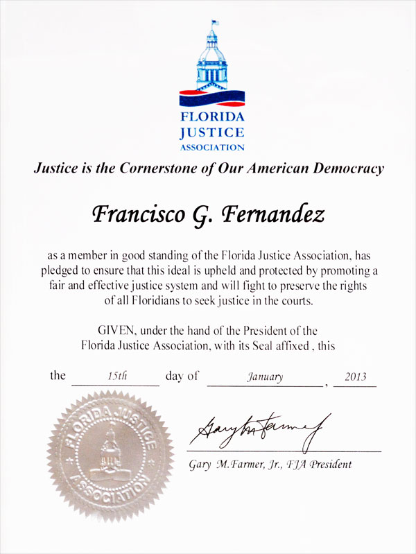 2013 Florida Justice Association member Frank G. Fernandez