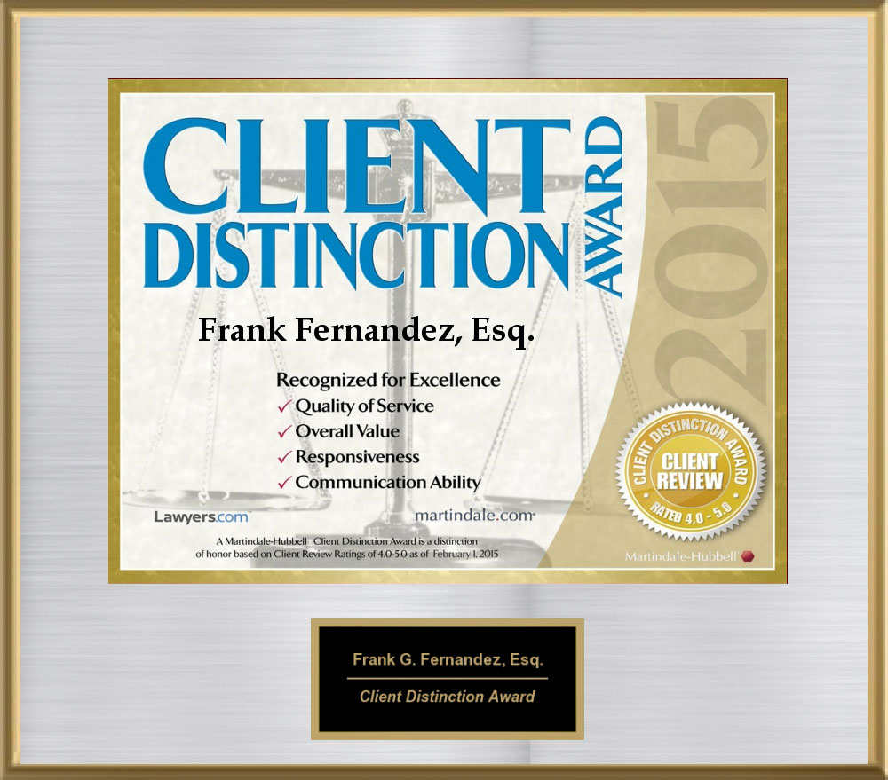Client Distinction Award, 2015 from Martindale-Hubble