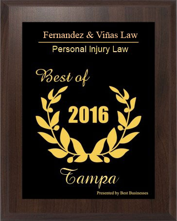 2016 Best of Tampa Award for Personal Injury Law