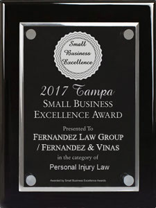 2017 Tampa Small Business Excellence Award for Personal Injury Law