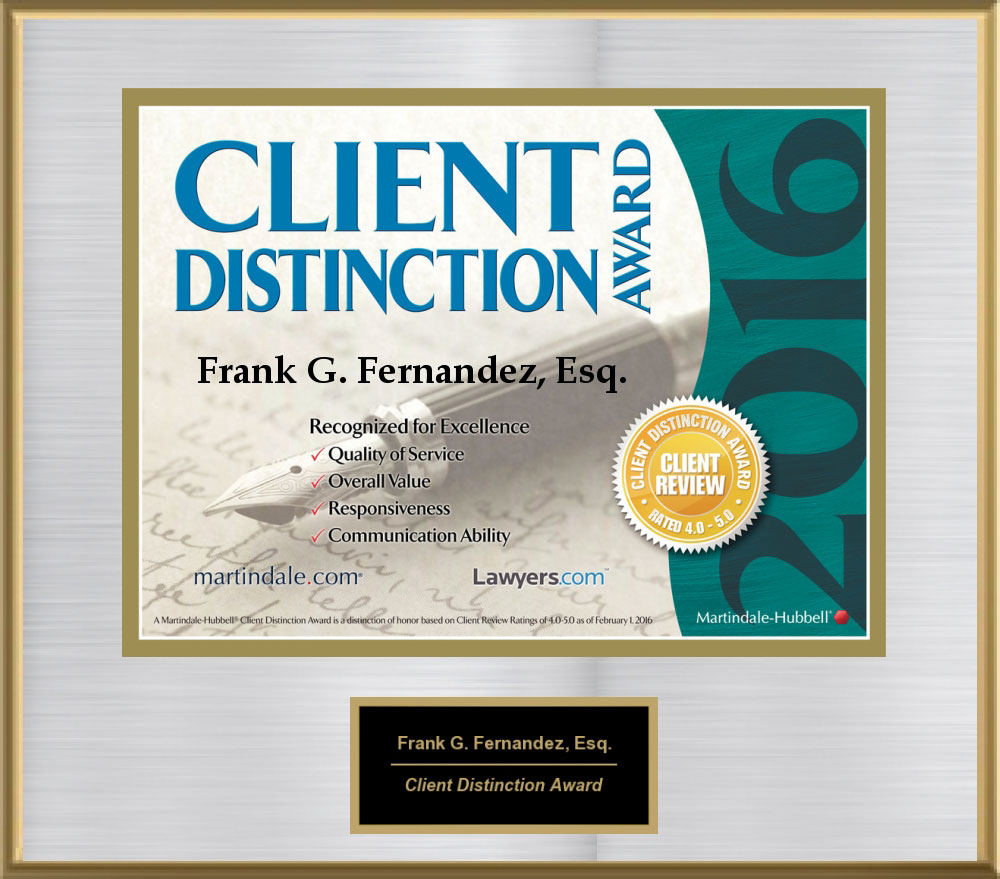 Client Distinction Award, 2016 from Martindale-Hubble