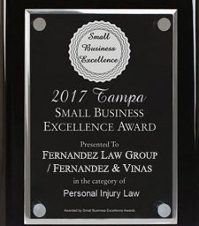 Fernandez Law Group 2017 Tampa Small Business Excellence Award for Personal Injury Law