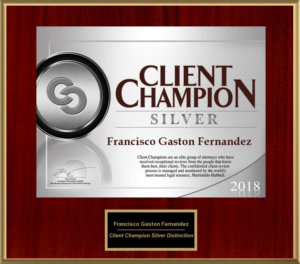 Martindale-Hubbell 2018 Client Champion Award presented to Fernandez Law Group's Tampa Award Winning Lawyers