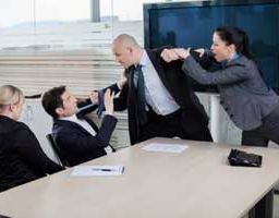 An argument in an office turns into physical assault