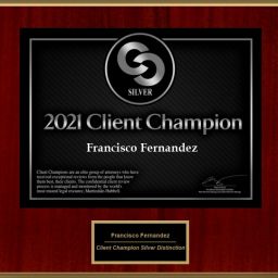 Tampa Lawyer Frank G. Fernandez receives 2021 Client Champion Award for exceptional client reviews