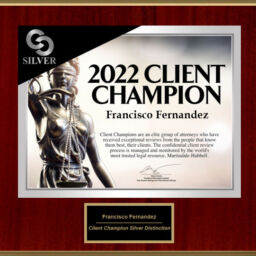 Tampa Lawyer Frank G. Fernandez receives 2022 Client Champion Award for exceptional client reviews