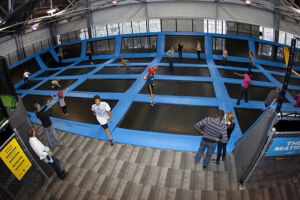 Trampoline Park Injury Lawyers often deal with cases involving a matrix of trampolines connected together.