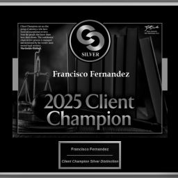Tampa Lawyer Frank G. Fernandez receives 2025 Client Champion Award for exceptional client reviews 2025 Client Champion Silver Award presented to Tampa Lawyer Frank Fernandez