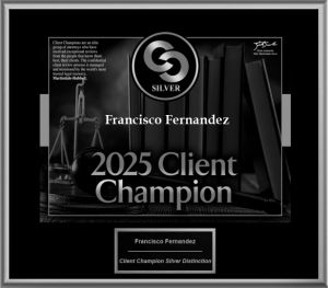 2025 Client Champion Silver Award presented to Tampa Lawyer Frank Fernandez