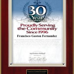 Tampa Lawyer Frank G. Fernandez receives 30th Anniversary Award for proudly serving the Tampa Bay Area community since 1996 Tampa Lawyer Frank G. Fernandez was recently presented with a 30th Anniversary Award for proudly serving the Tampa Bay Area community from Martindale-Hubbell.